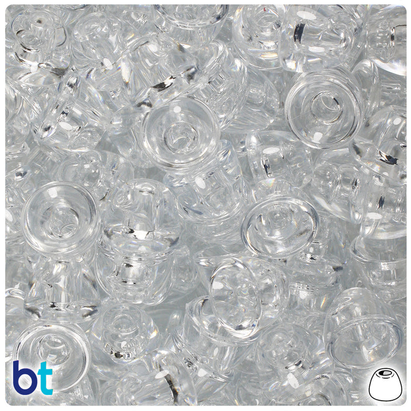 BeadTin Crystal Transparent 12mm Bell Plastic Pony Beads (50pcs)