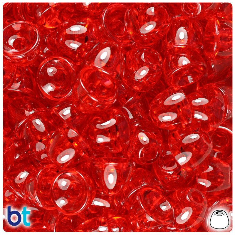 BeadTin Ruby Transparent 12mm Bell Plastic Pony Beads (50pcs)