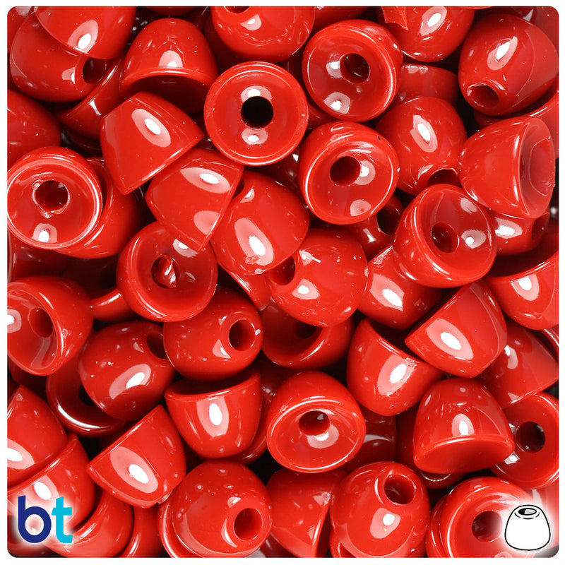 BeadTin Red Opaque 12mm Bell Plastic Pony Beads (50pcs)