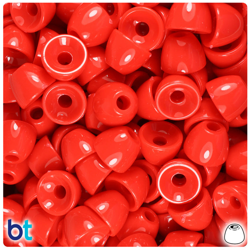 BeadTin Bright Red Opaque 12mm Bell Plastic Pony Beads (50pcs)