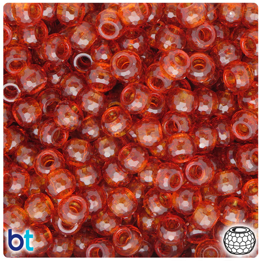 BeadTin Tortoise Transparent 9mm Faceted Barrel Plastic Pony Beads (500pcs)