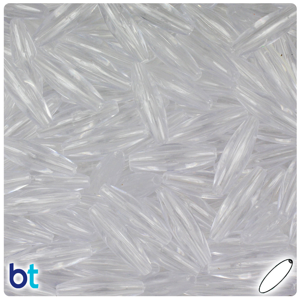 BeadTin Crystal Transparent 19mm Spaghetti Plastic Craft Beads (150pcs)