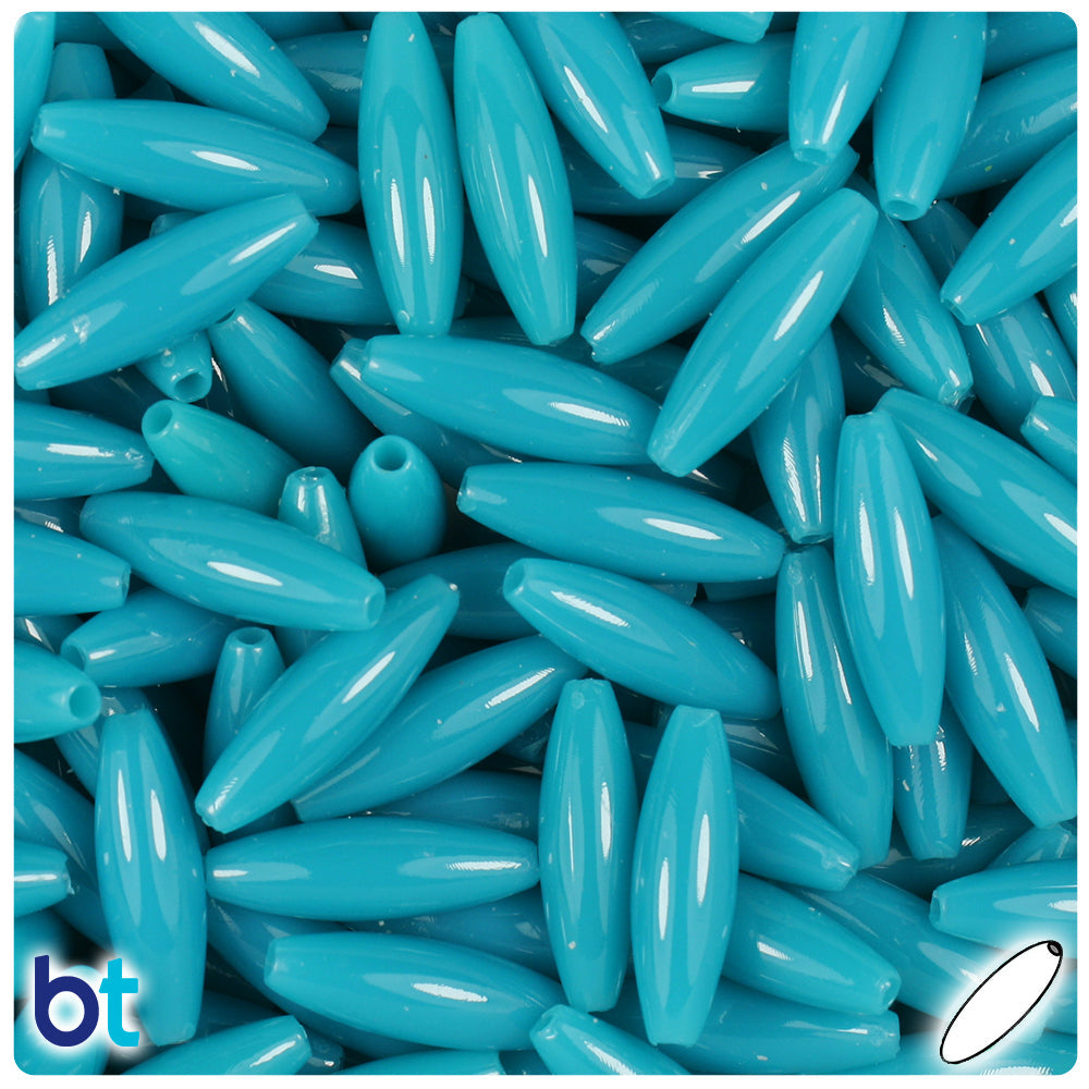 BeadTin Dark Turquoise Opaque 19mm Spaghetti Plastic Craft Beads (150pcs)