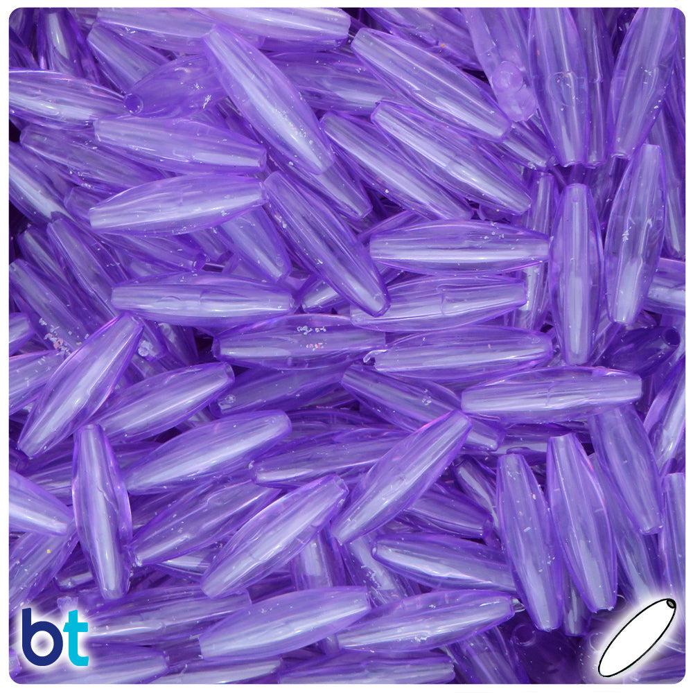 BeadTin Pale Amethyst Transparent 19mm Spaghetti Plastic Craft Beads (150pcs)