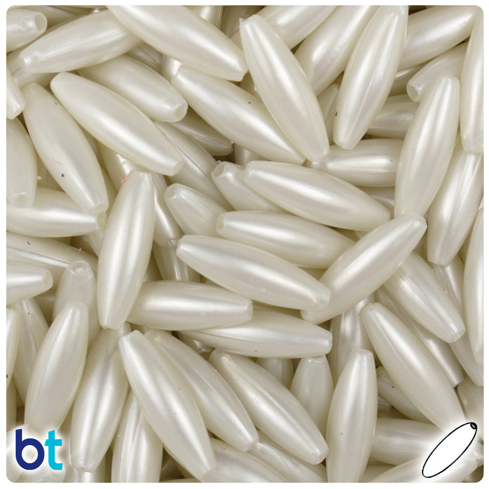 BeadTin Bridal Pearl 19mm Spaghetti Plastic Craft Beads (150pcs)