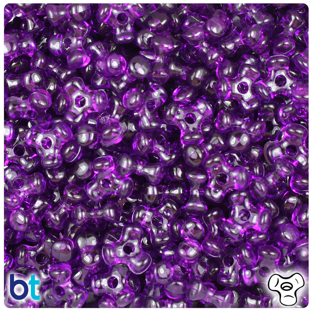 BeadTin Dark Amethyst Transparent 11mm TriBead Plastic Craft Beads (500pcs)