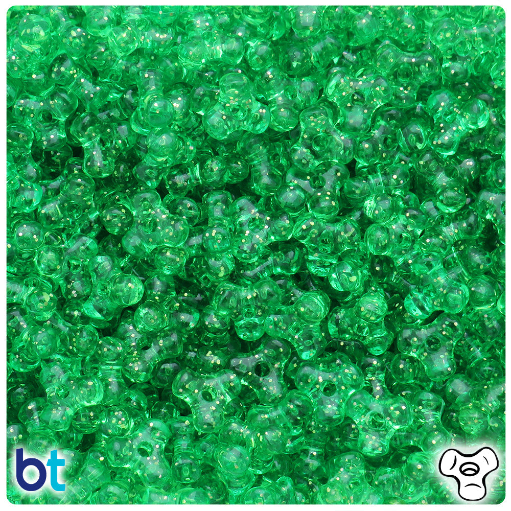 BeadTin Mint Sparkle 11mm TriBead Plastic Craft Beads (500pcs)