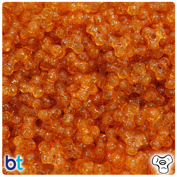 BeadTin Orange Sparkle 11mm TriBead Plastic Craft Beads (500pcs)