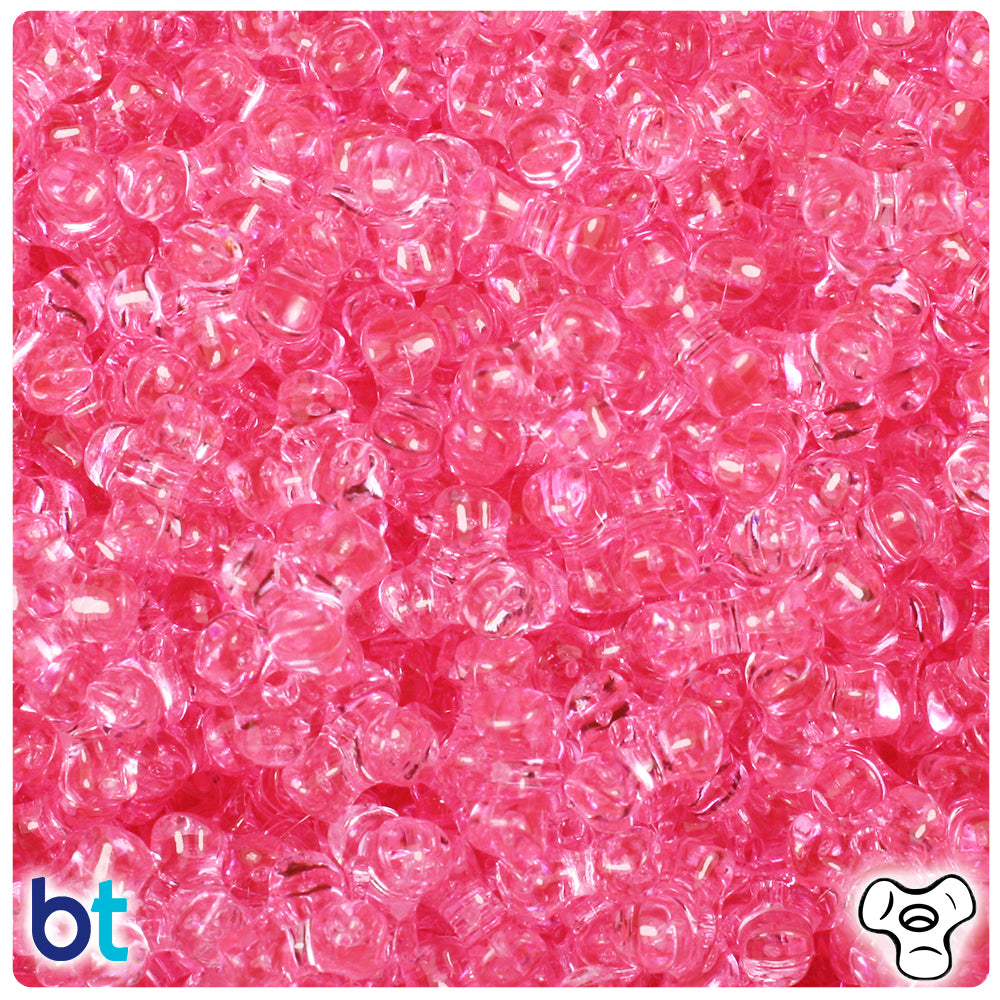 BeadTin Pink Transparent 11mm TriBead Plastic Craft Beads (500pcs)