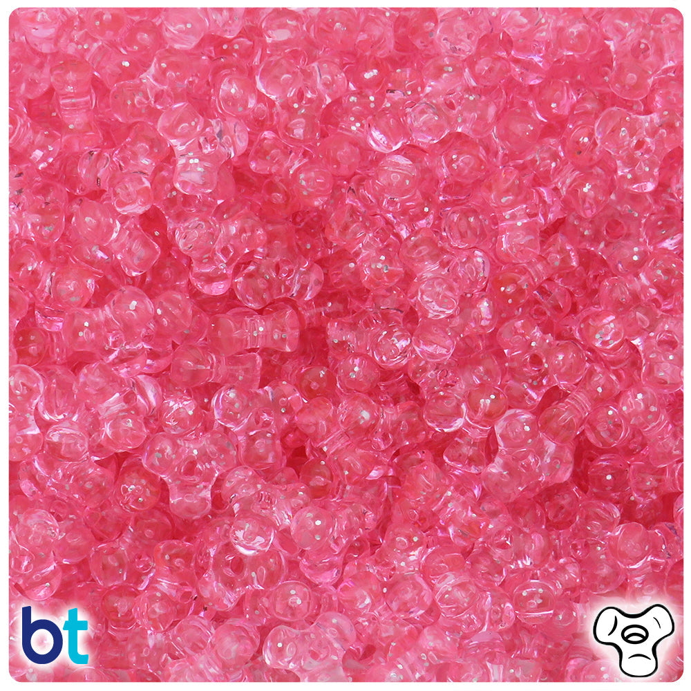 BeadTin Pink Sparkle 11mm TriBead Plastic Craft Beads (500pcs)