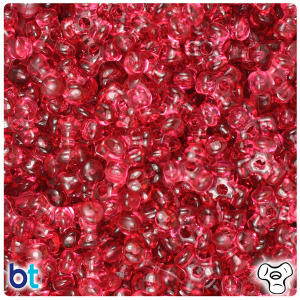 BeadTin Fuchsia Transparent 11mm TriBead Plastic Craft Beads (500pcs)