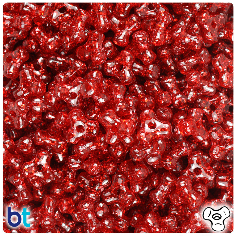 BeadTin Dark Ruby Sparkle 11mm TriBead Plastic Craft Beads (500pcs)