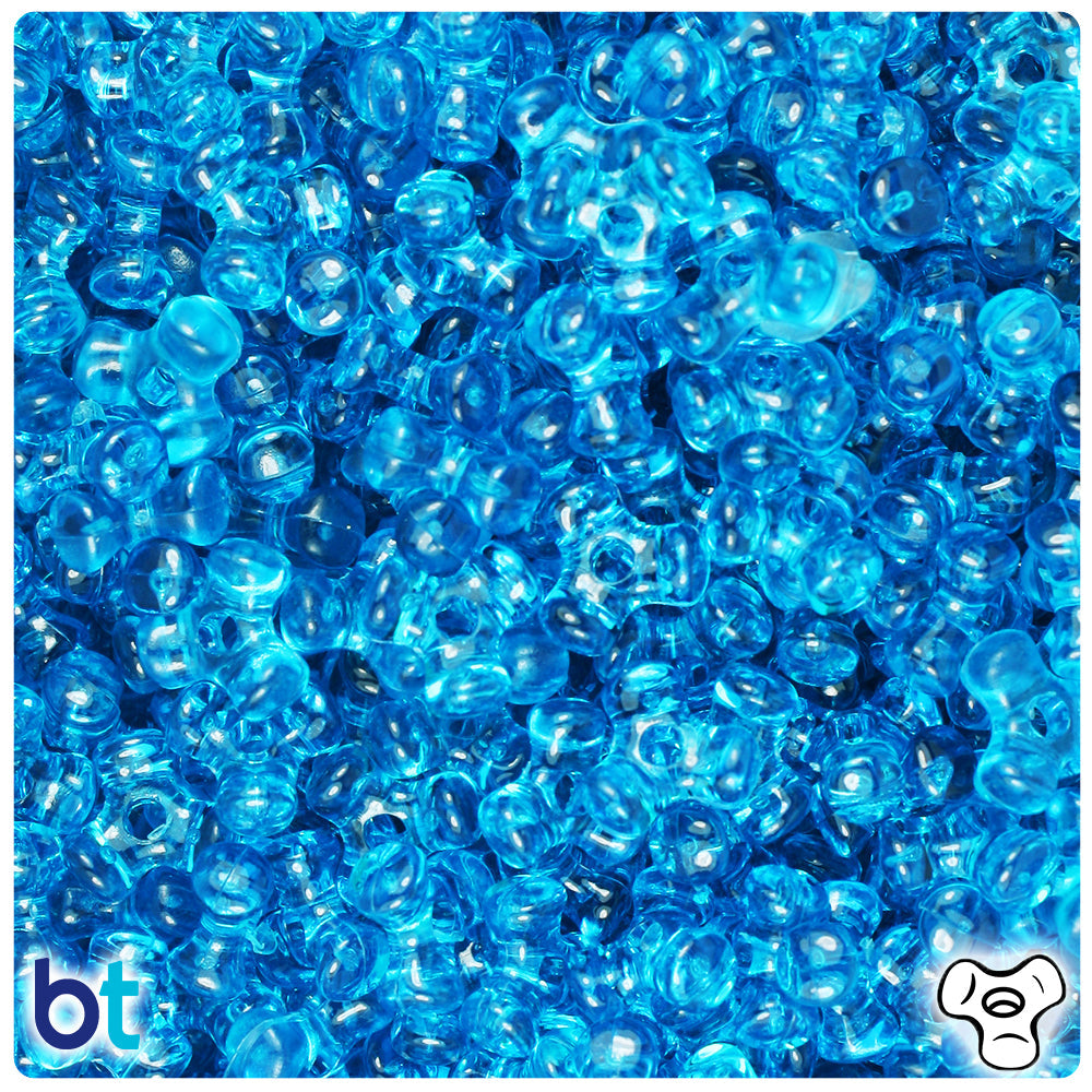 BeadTin Turquoise Transparent 11mm TriBead Plastic Craft Beads (500pcs)