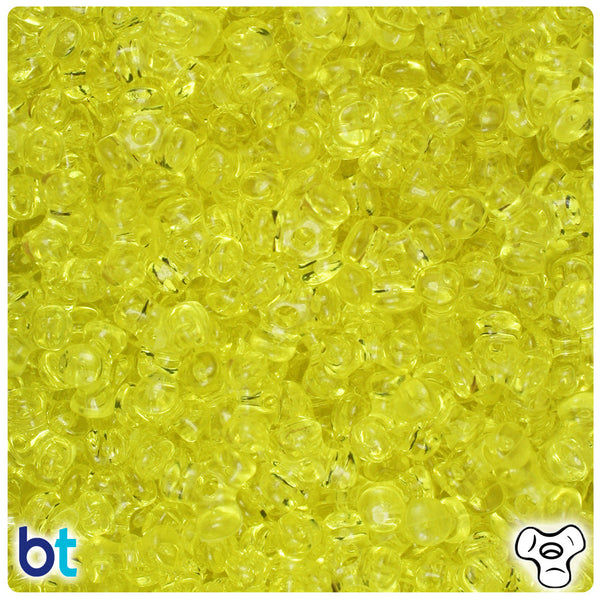 BeadTin Yellow Transparent 11mm TriBead Plastic Craft Beads (500pcs)