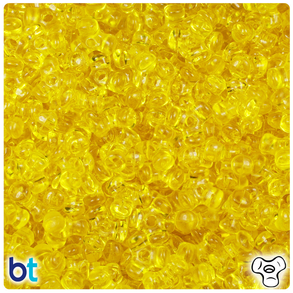 BeadTin Dark Yellow Transparent 11mm TriBead Plastic Craft Beads (500pcs)