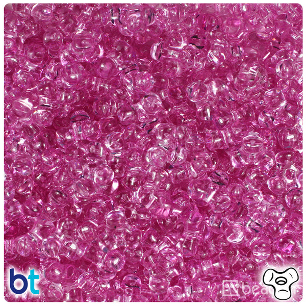 BeadTin Light Fuchsia Transparent 11mm TriBead Plastic Craft Beads (500pcs)