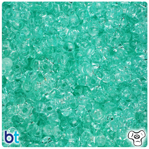 BeadTin Green Aqua Transparent 11mm TriBead Plastic Craft Beads (500pcs)