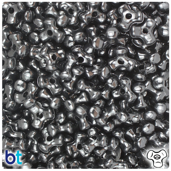 BeadTin Black Opaque 11mm TriBead Plastic Craft Beads (500pcs)