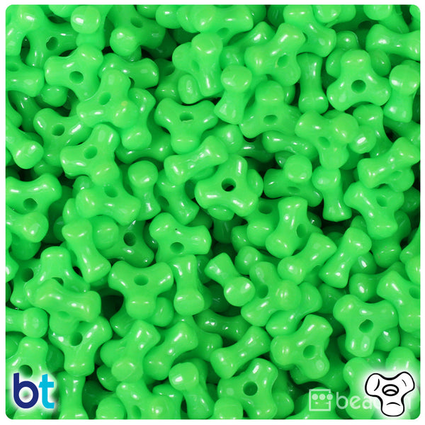 BeadTin Lime Opaque 11mm TriBead Plastic Craft Beads (500pcs)