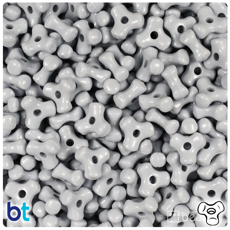 BeadTin Grey Opaque 11mm TriBead Plastic Craft Beads (500pcs)