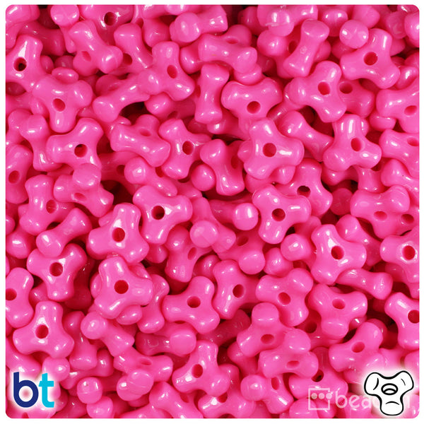 BeadTin Dark Pink Opaque 11mm TriBead Plastic Craft Beads (500pcs)