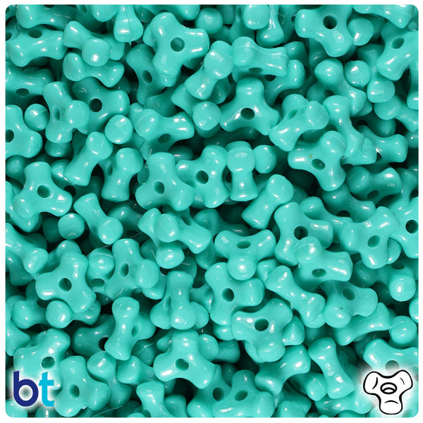 BeadTin Light Turquoise Opaque 11mm TriBead Plastic Craft Beads (500pcs)