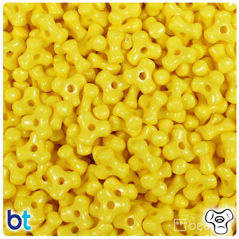 BeadTin Yellow Opaque 11mm TriBead Plastic Craft Beads (500pcs)