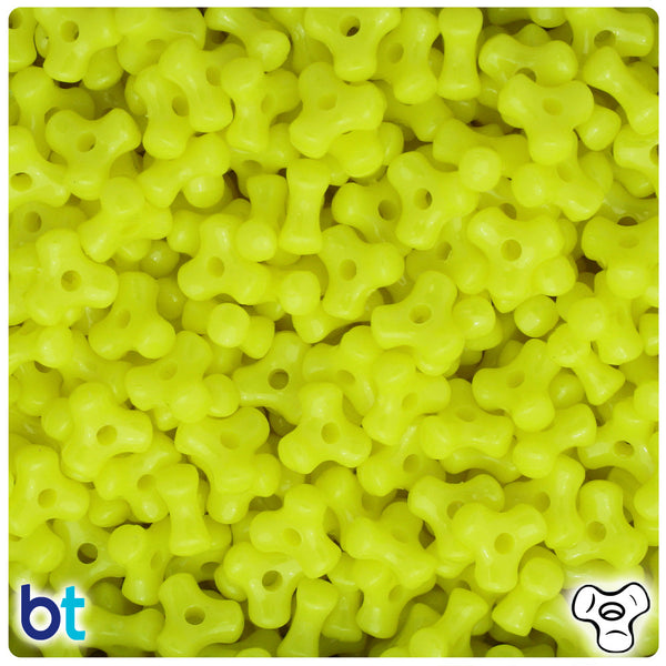 BeadTin Lemon Neon Bright 11mm TriBead Plastic Craft Beads (500pcs)