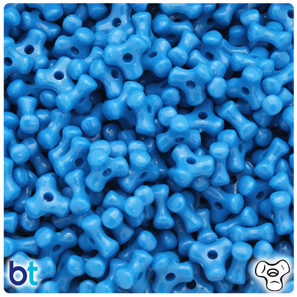 BeadTin True Blue Neon Bright 11mm TriBead Plastic Craft Beads (500pcs)