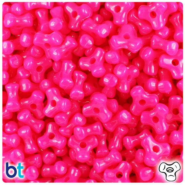 BeadTin Magenta Neon Bright 11mm TriBead Plastic Craft Beads (500pcs)