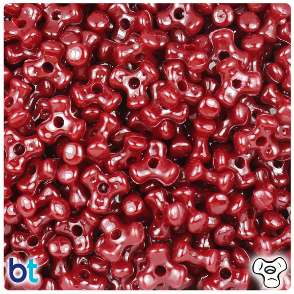 BeadTin Burgundy Opaque 11mm TriBead Plastic Craft Beads (500pcs)