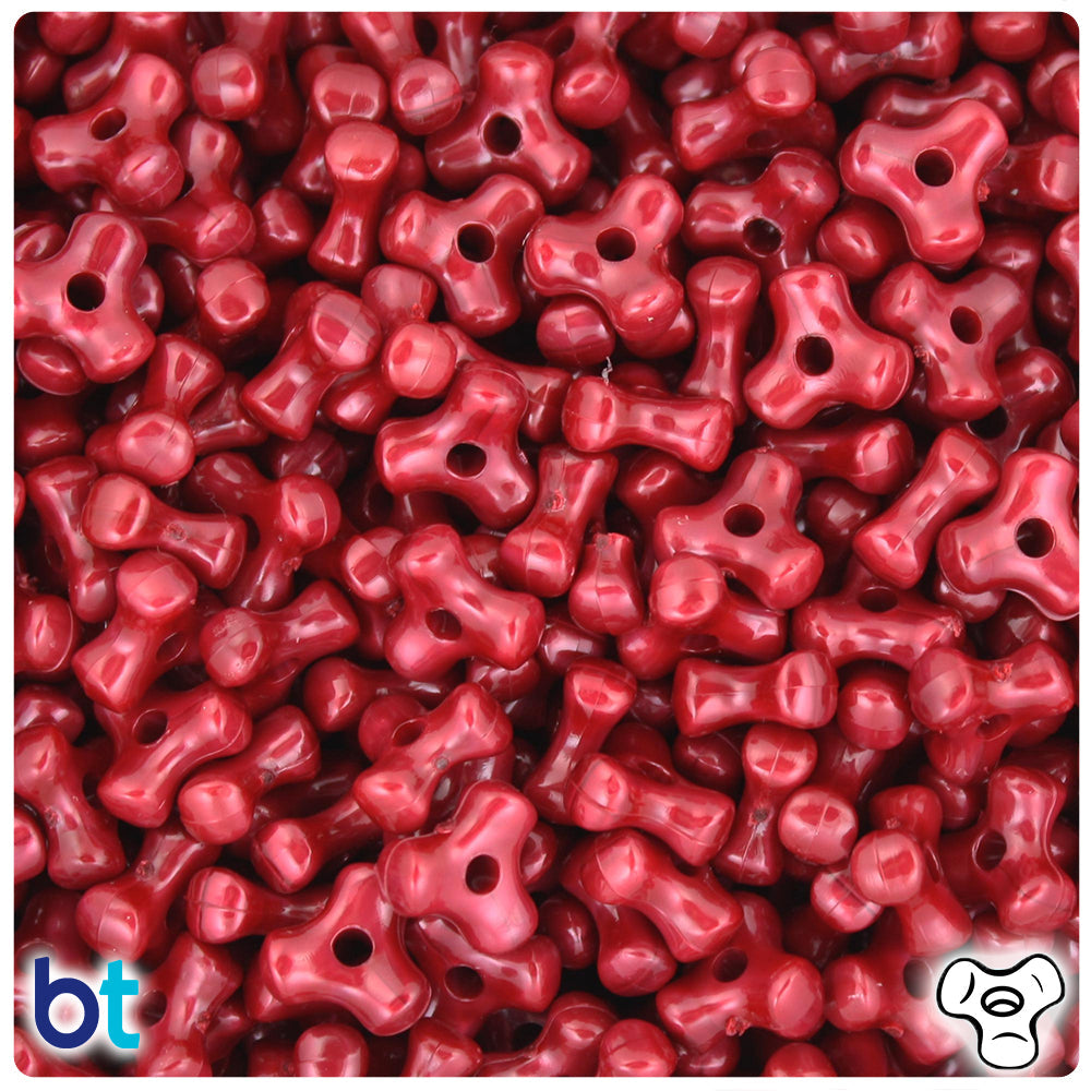 BeadTin Red Pearl 11mm TriBead Plastic Craft Beads (500pcs)