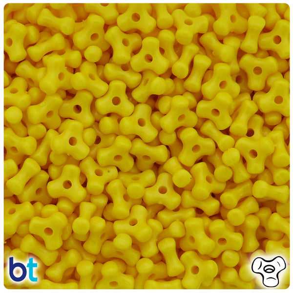 BeadTin Bright Yellow Opaque 11mm TriBead Plastic Craft Beads (500pcs)