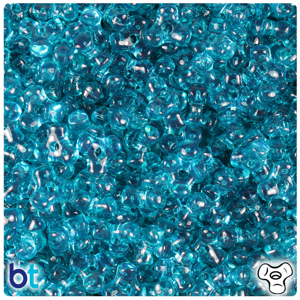 BeadTin Teal Transparent 11mm TriBead Plastic Craft Beads (500pcs)