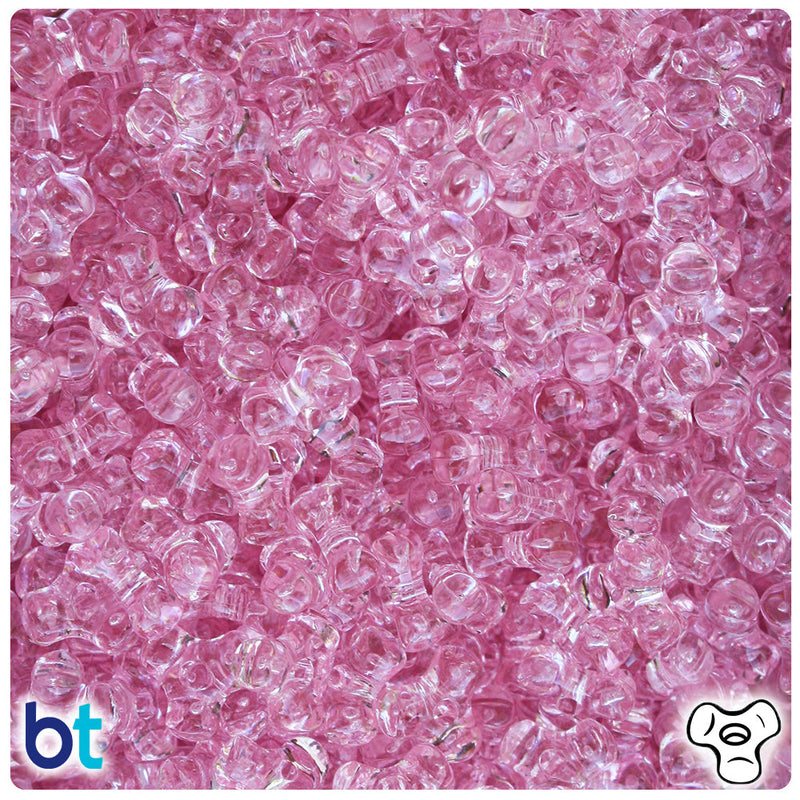 BeadTin Pale Pink Transparent 11mm TriBead Plastic Craft Beads (500pcs)