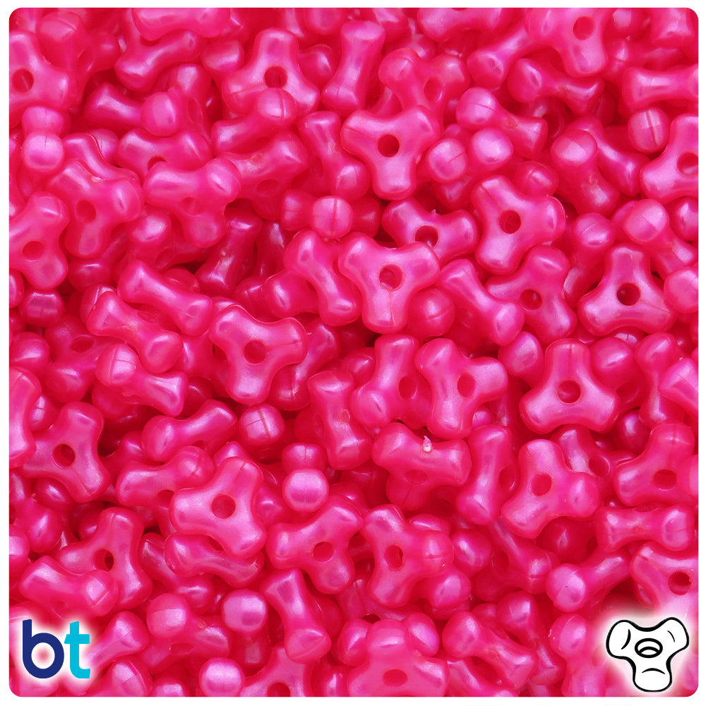 BeadTin Hot Pink Pearl 11mm TriBead Plastic Craft Beads (500pcs)