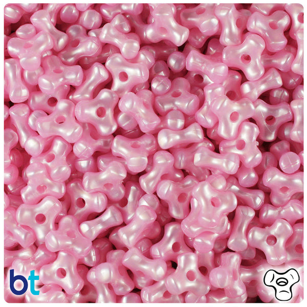 BeadTin Light Pink Pearl 11mm TriBead Plastic Craft Beads (500pcs)