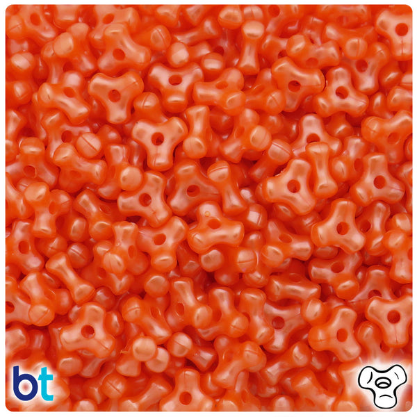 BeadTin Orange Pearl 11mm TriBead Plastic Craft Beads (500pcs)