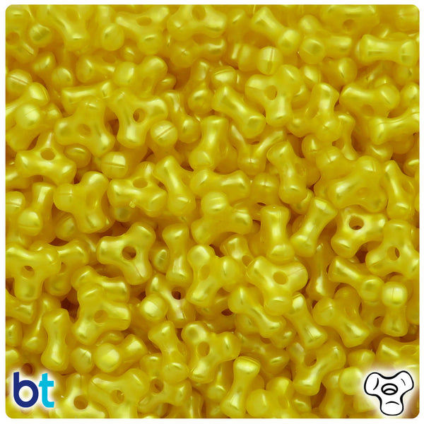 BeadTin Yellow Pearl 11mm TriBead Plastic Craft Beads (500pcs)