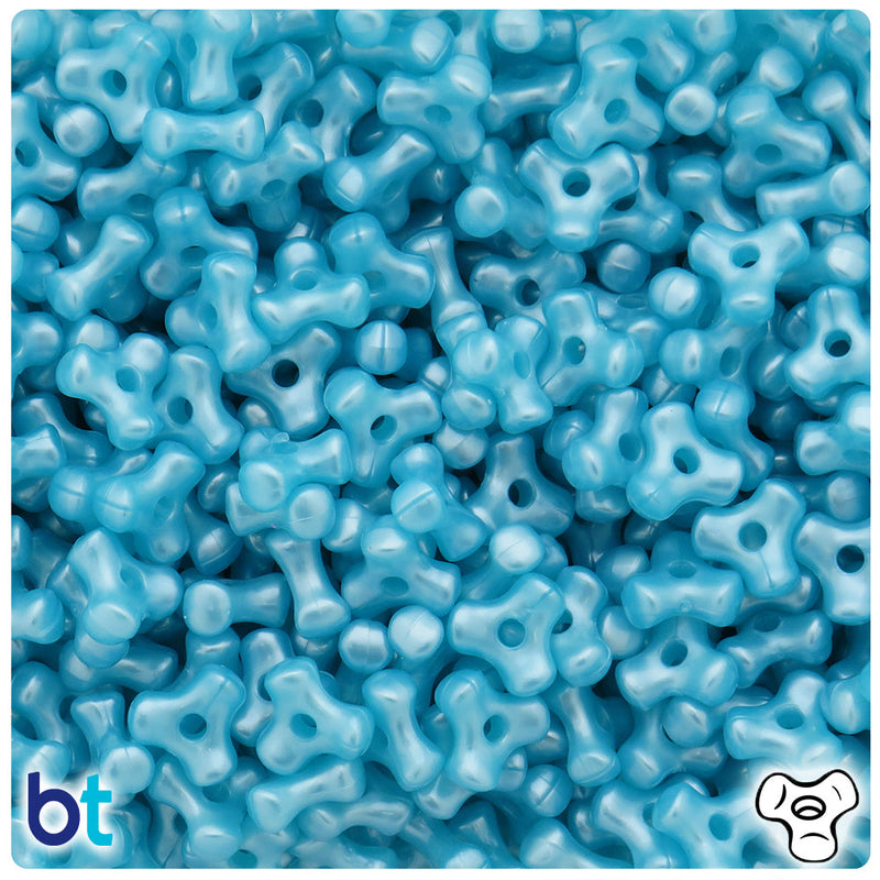 BeadTin Light Blue Pearl 11mm TriBead Plastic Craft Beads (500pcs)