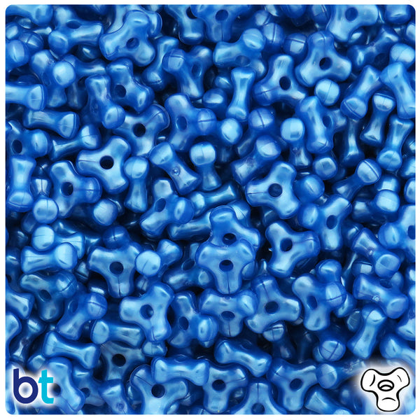 BeadTin Dark Blue Pearl 11mm TriBead Plastic Craft Beads (500pcs)