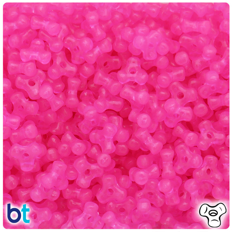 BeadTin Pink Glow 11mm TriBead Plastic Craft Beads (500pcs)