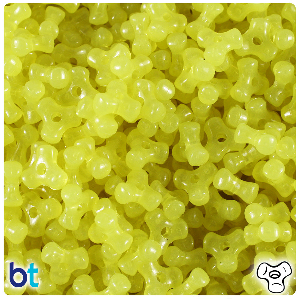 BeadTin Yellow Glow 11mm TriBead Plastic Craft Beads (500pcs)