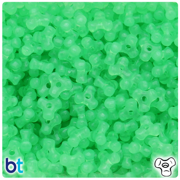 BeadTin Green Glow 11mm TriBead Plastic Craft Beads (500pcs)