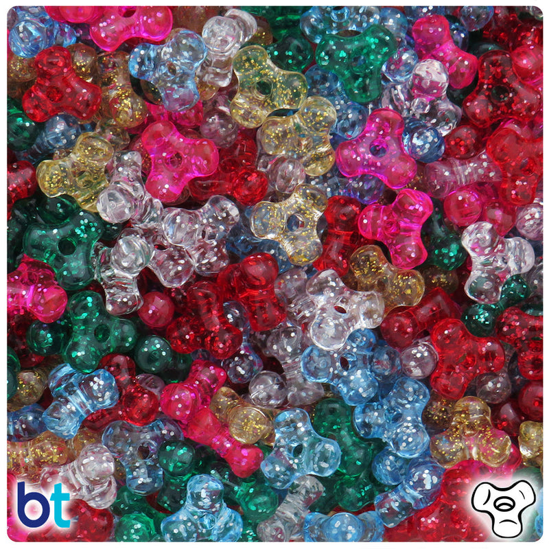 BeadTin Classic Sparkle Mix 11mm TriBead Plastic Craft Beads (500pcs)