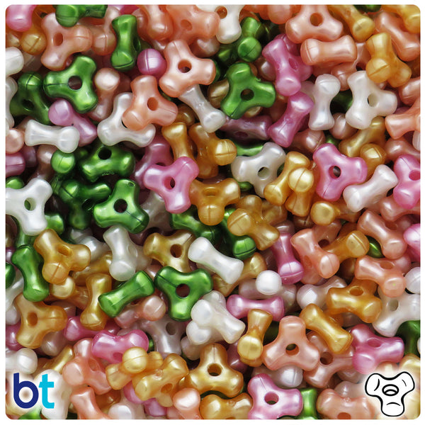 BeadTin Warm Pearl Mix 11mm TriBead Plastic Craft Beads (500pcs)