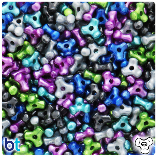 BeadTin Cool Black Pearl Mix 11mm TriBead Plastic Craft Beads (500pcs)