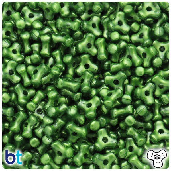 BeadTin Dark Green Pearl 11mm TriBead Plastic Craft Beads (500pcs)