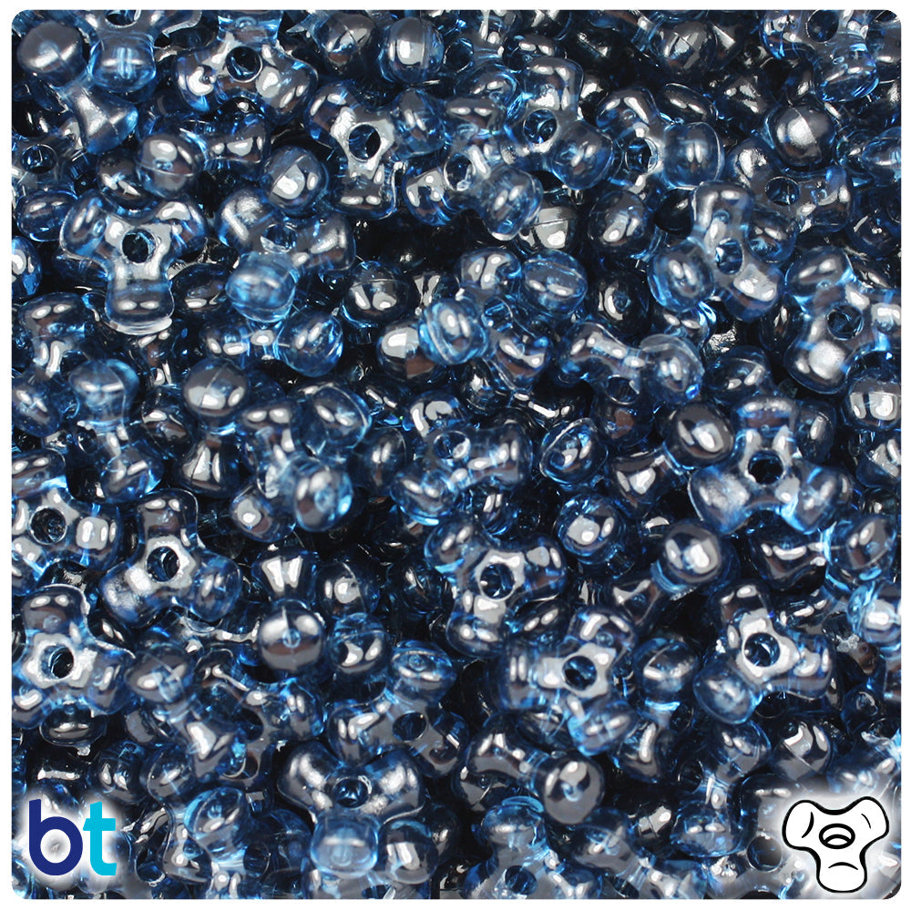 BeadTin Montana Blue Transparent 11mm TriBead Plastic Craft Beads (500pcs)