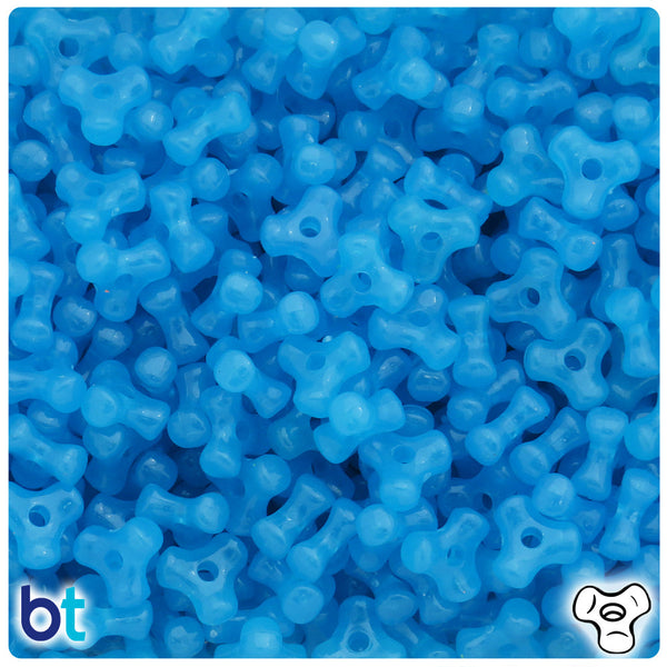 BeadTin Blue Glow 11mm TriBead Plastic Craft Beads (500pcs)